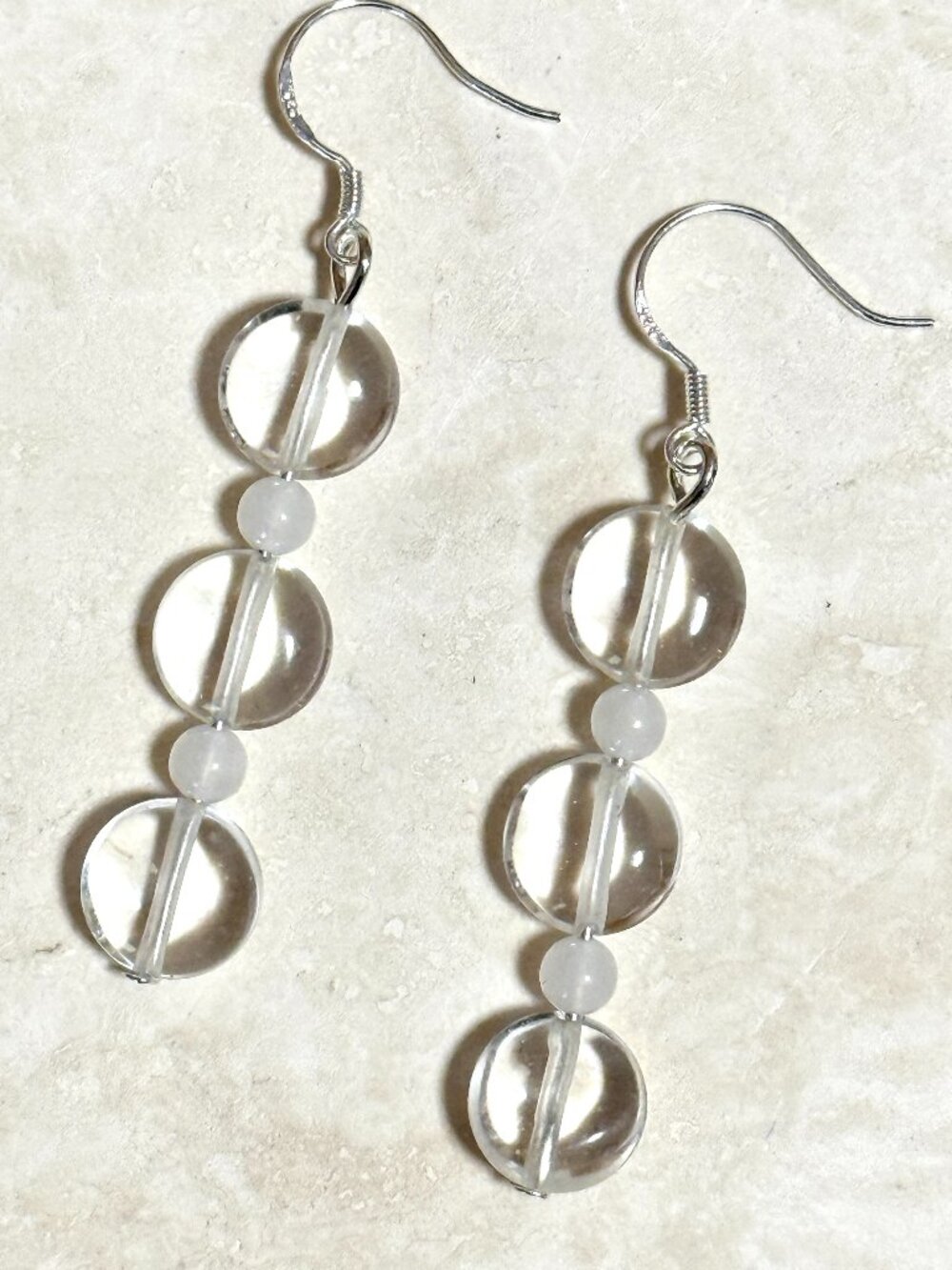 2/$20, Genuine Clear Quartz Earrings, Natural Gemstone & Sterling Silver Hooks